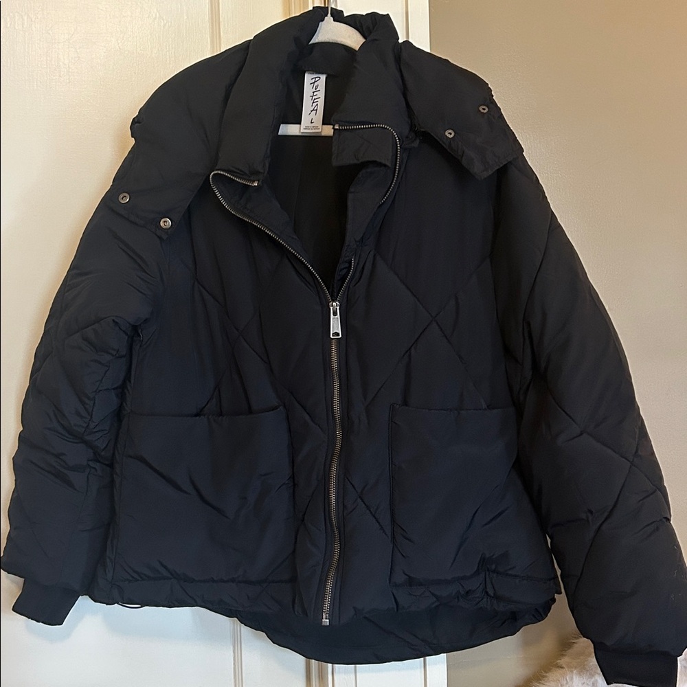 Free People Black Quilted Puffer Coat